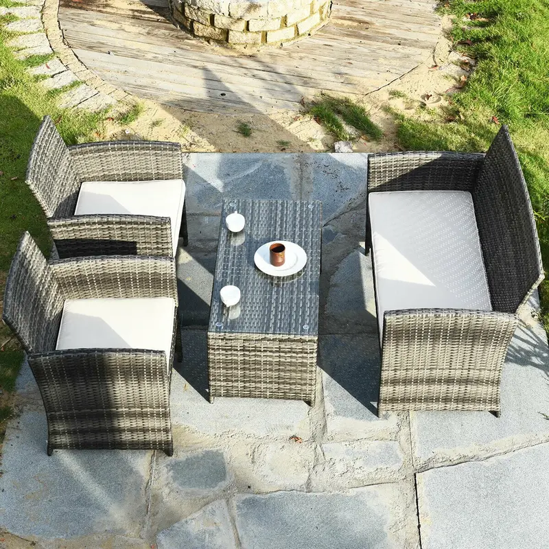 All-in-One Wicker Patio Furniture Set – 4-Piece Outdoor Living Collection