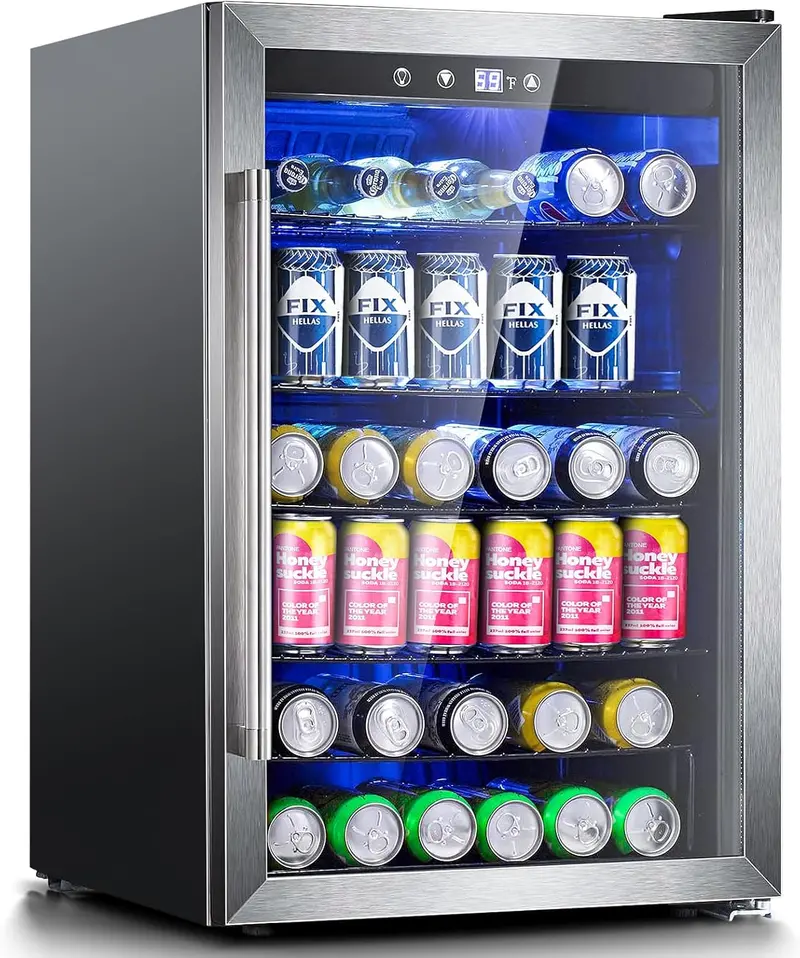 Antarctic Star Freestanding 68-Can Beverage Cooler with Tempered Glass Door and Digital Temperature Control
