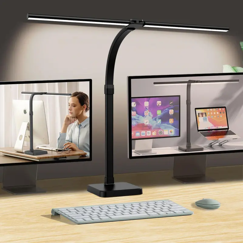 Architect-Style Dual-Head LED Desk Lamp – 24W Power, 5 Brightness Settings, and Precision Gooseneck