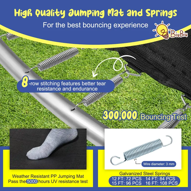 ASTM-Certified Round Trampoline – Heavy-Duty Bounce Platform in 12FT, 14FT, 15FT, and 16FT Sizes