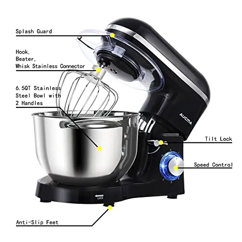 Aucma Professional 6.5 QT Electric Stand Mixer – 6-Speed Tilt-Head Design Optimized for Home Bakers