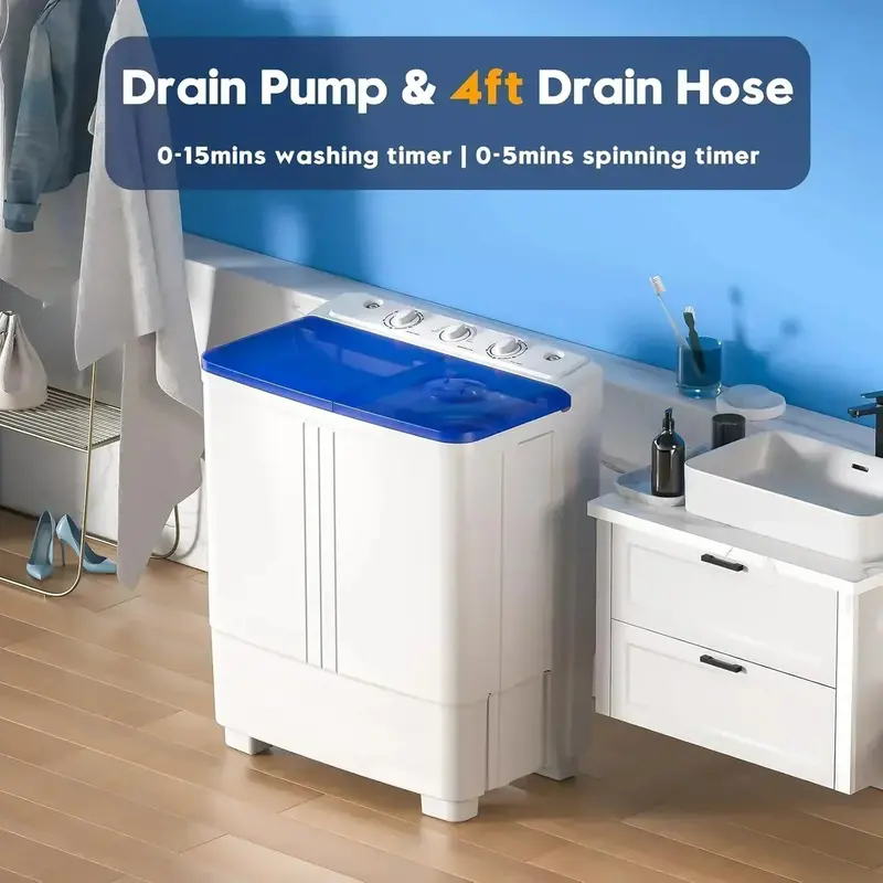 Auertech 28 lb Twin-Tub Portable Washer Ideal for Apartments, Dorms, and RV Living