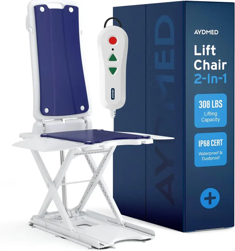 AYDMED 2-in-1 Electric Lift Recliner Chair – Waterproof, 308 lb Capacity, Height- and Backrest-Adjustable Seating