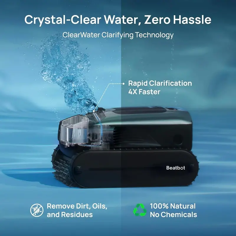 Beatbot AquaSense 2 Pro Smart Robotic Pool Cleaner – 5-Function Automation with App Control, Surface Skimming & Water Clarity Enhancement (Emerald Green)