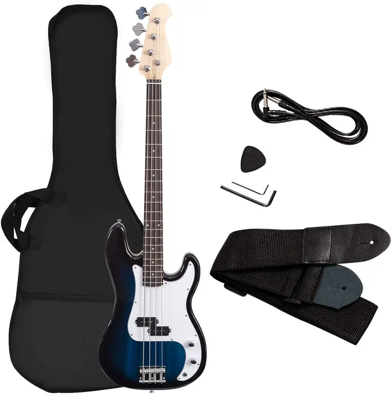 Beginner-Friendly 4-String Electric Bass Guitar Bundle – Includes Amplifier, Gig Bag, Strap, and Cable 2