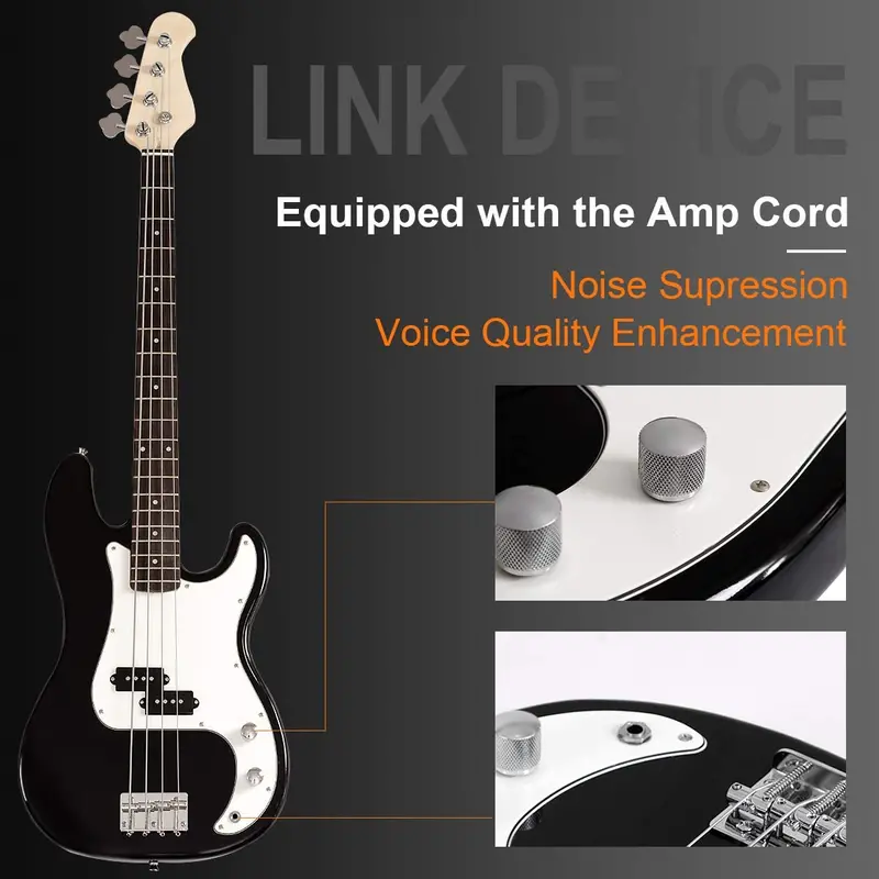 Beginner-Friendly 4-String Electric Bass Guitar Bundle – Includes Amplifier, Gig Bag, Strap, and Cable