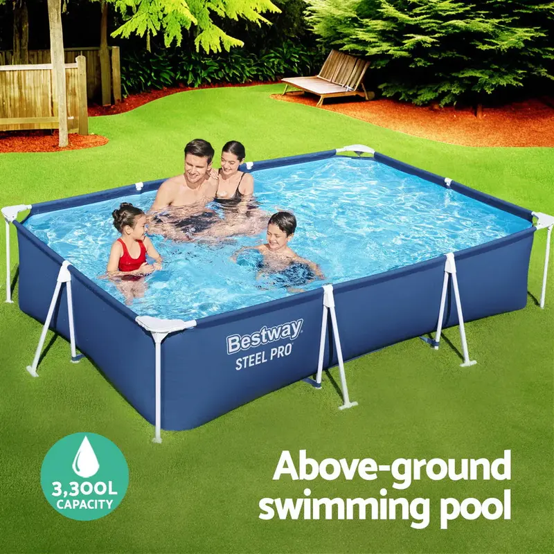 Bestway Rust-Resistant Above-Ground Pool with Built-In Filter Pump – Steel Frame Construction