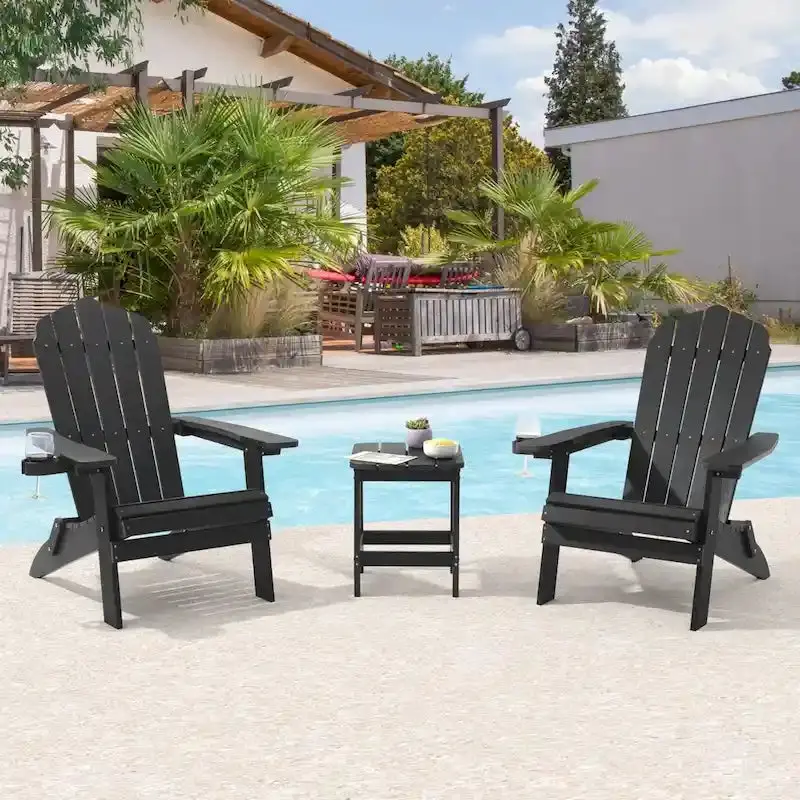 Bonosuki Swivel Adirondack Fire Pit Chairs – Foldable Dual-Seat Outdoor Set