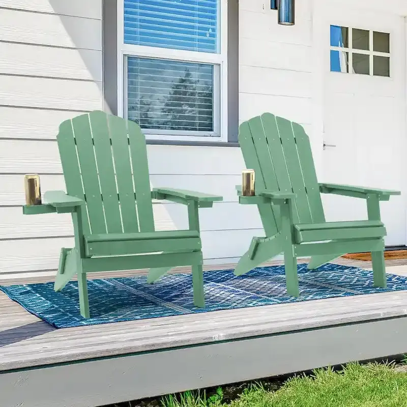 Bonosuki Swivel Adirondack Fire Pit Chairs – Foldable Dual-Seat Outdoor Set