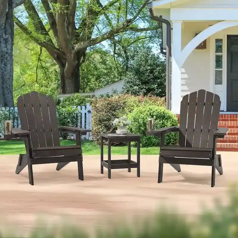 Bonosuki Swivel Adirondack Fire Pit Chairs – Foldable Dual-Seat Outdoor Set