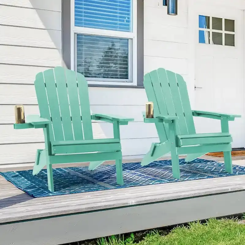 Bonosuki Swivel Adirondack Fire Pit Chairs – Foldable Dual-Seat Outdoor Set
