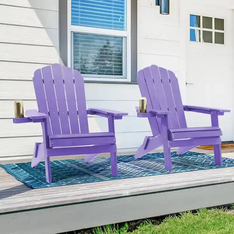 Bonosuki Swivel Adirondack Fire Pit Chairs – Foldable Dual-Seat Outdoor Set
