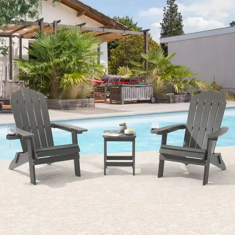 Bonosuki Swivel Adirondack Fire Pit Chairs – Foldable Dual-Seat Outdoor Set 2