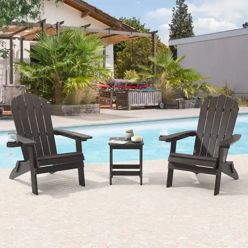 Bonosuki Swivel Adirondack Fire Pit Chairs – Foldable Dual-Seat Outdoor Set