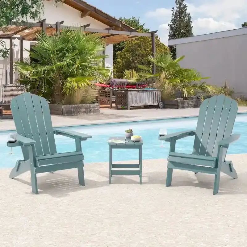 Bonosuki Swivel Adirondack Fire Pit Chairs – Foldable Dual-Seat Outdoor Set