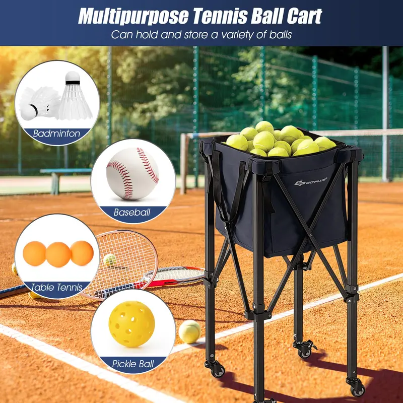 Collapsible Aluminum Tennis Ball Hopper — Two-Tier, Lightweight Ball Collection System