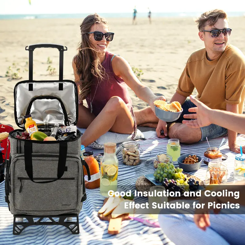 Collapsible Rolling Cooler Bag – Holds 50 Cans, Insulated & Wheel-Enabled