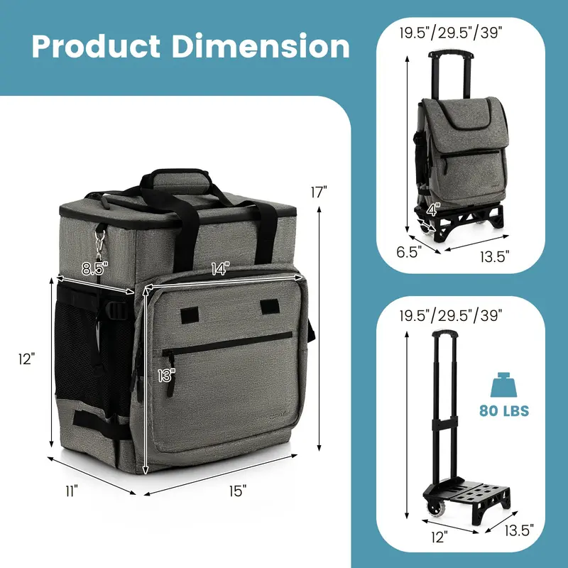 Collapsible Rolling Cooler Bag – Holds 50 Cans, Insulated & Wheel-Enabled