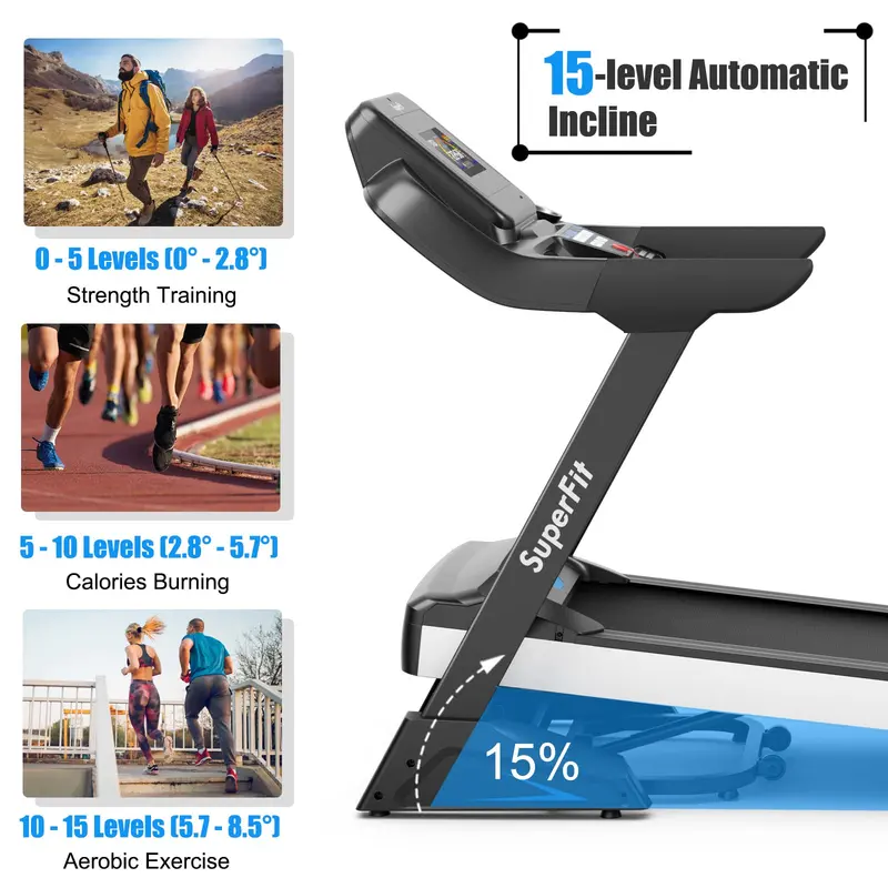 Commercial Folding Treadmill – 4.75 HP Heavy-Duty Unit Featuring 15% Incline, 20 Programs & Seamless App Sync 2