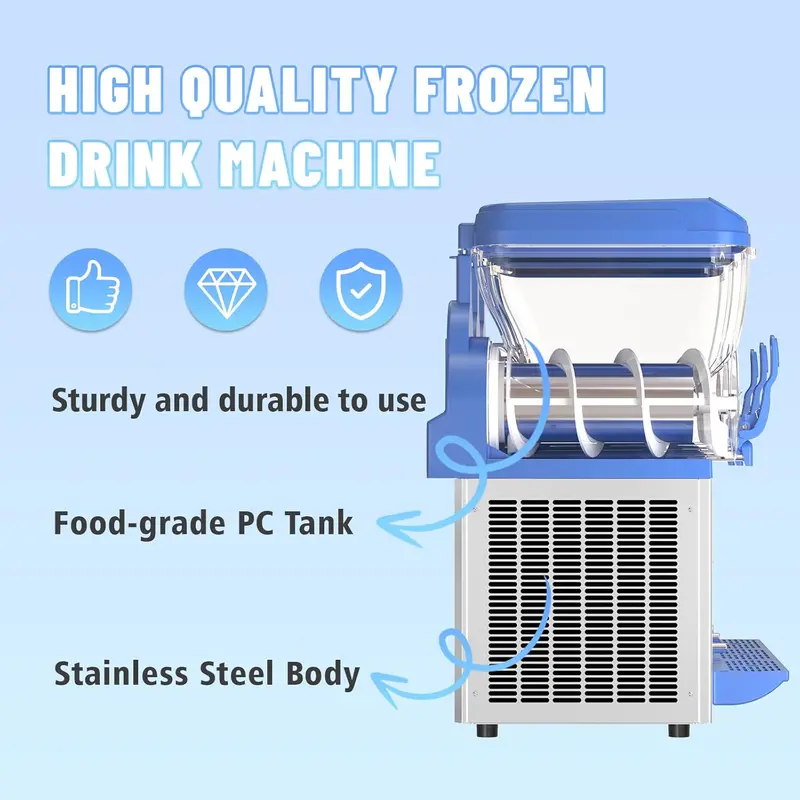 Commercial-Grade 30L Stainless Steel Slush Machine – 1000W Cooling System for Bars and Cafés
