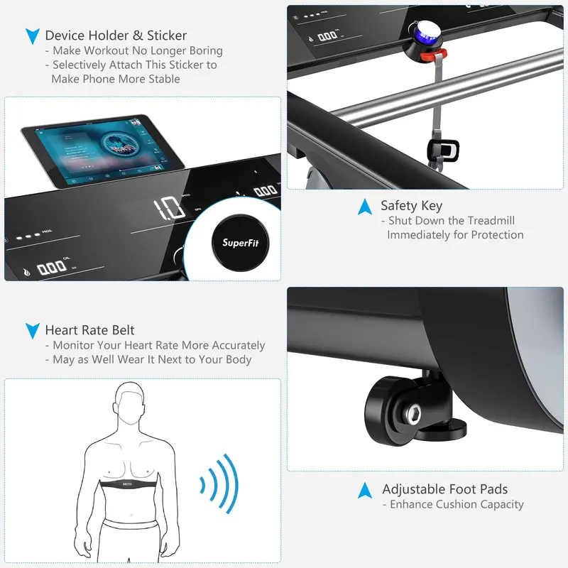 Commercial-Grade Folding Treadmill – Heavy-Duty Running Machine Built for Intensive Home or Studio Use