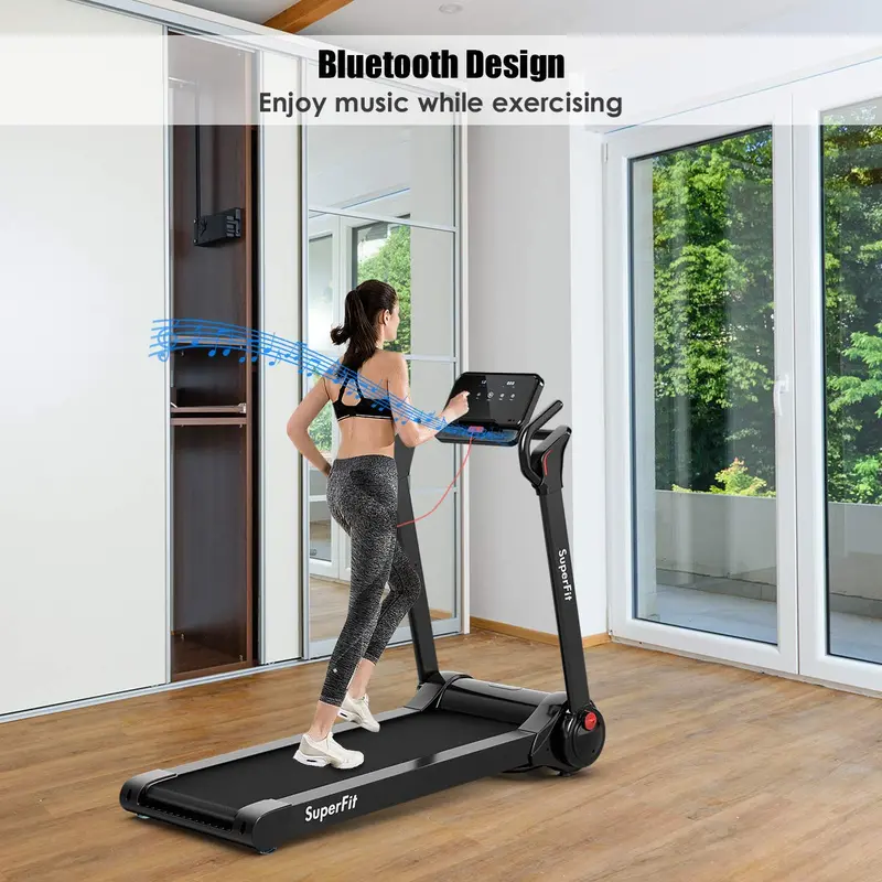 Compact Folding Treadmill with 2.25HP Motor and 8-Stage Cushioning System