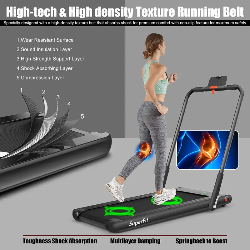 Compact Under-Desk Folding Treadmill – 2.25 HP Superfit Walking Machine with Dual Modes