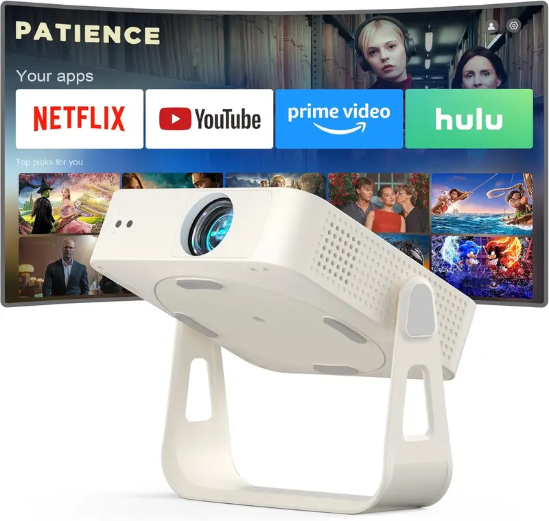 Compact White Mini Smart Projector with Auto Focus, Certified App Compatibility, and Seamless Wireless Pairing 2