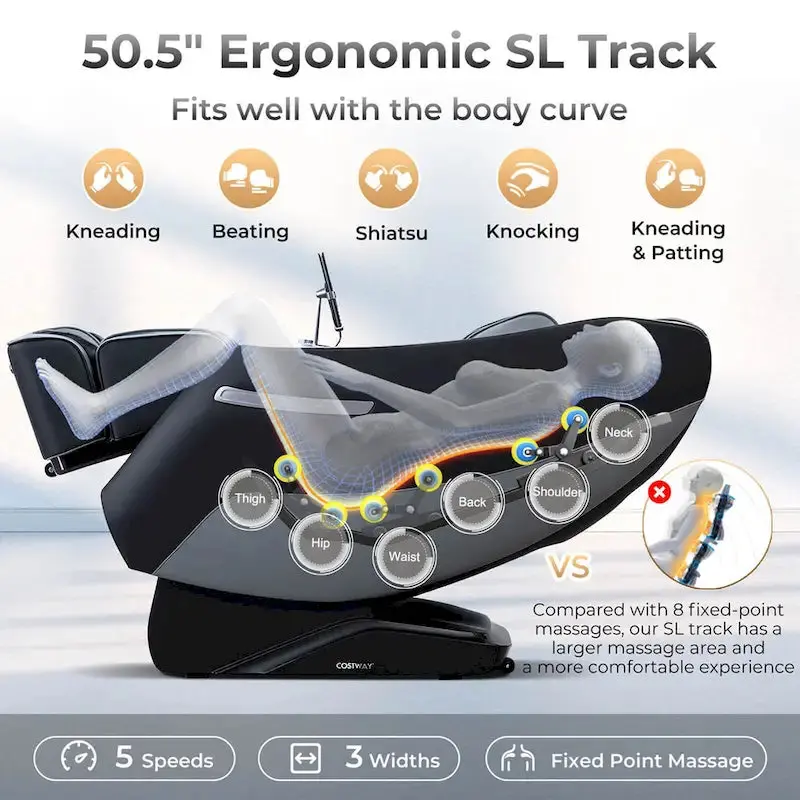 Costway Zero Gravity SL-Track Massage Chair – Full-Body Relaxation with Adjustable Lumbar Support