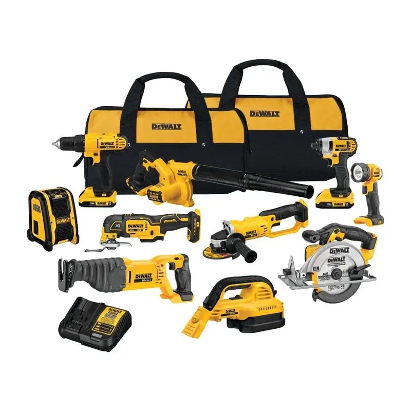 DEWALT 20V MAX Cordless 10-Tool Combo Kit (DCK1020D2) – Includes Batteries & Charger