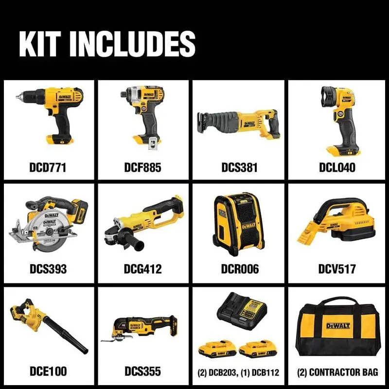 DEWALT 20V MAX Cordless 10-Tool Combo Kit (DCK1020D2) – Includes Batteries & Charger