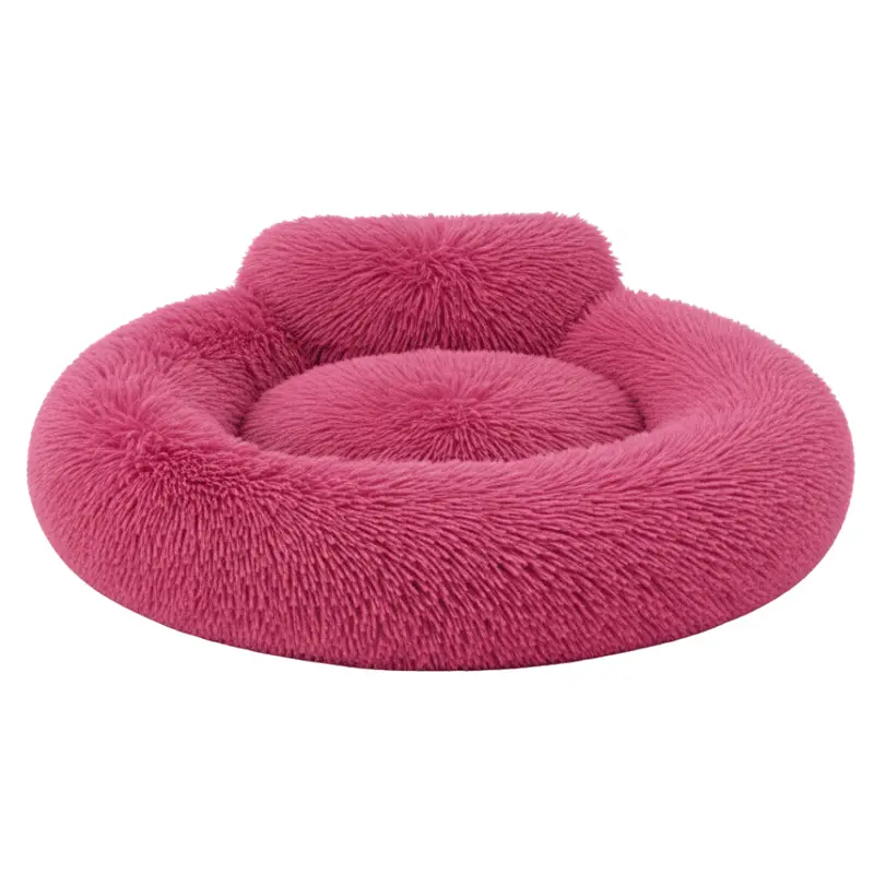 Donut-Shaped Dog Bed with Elevated Rim, Luxe Faux Fur Exterior, and Anti-Slip Bottom