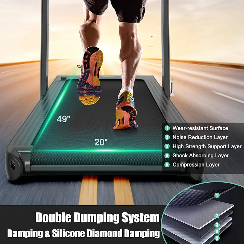 Dual-Function Under-Desk Folding Treadmill – 4.75HP Motor with App Compatibility and Compact Design