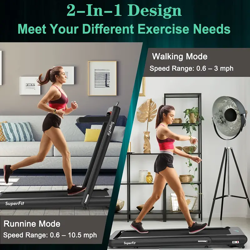 Dual-Function Under-Desk Folding Treadmill – 4.75HP Motor with App Compatibility and Compact Design