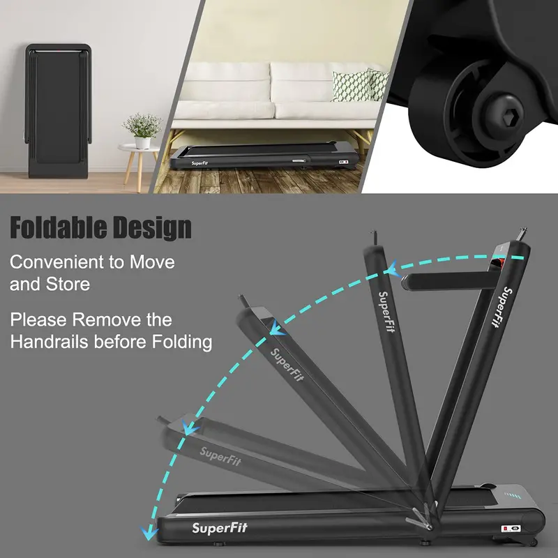 Dual-Function Under-Desk Folding Treadmill – 4.75HP Motor with App Compatibility and Compact Design