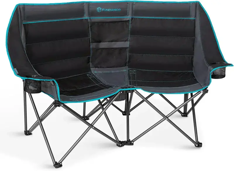 Dual-Occupant Camping Chair – Extra-Wide Foldable Seat Featuring Built-In Cooler and 1000 lb Weight Capacity