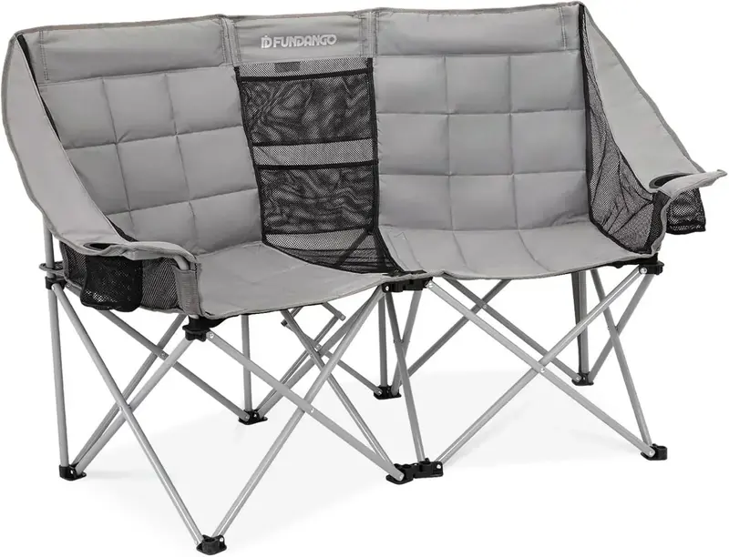 Dual-Occupant Camping Chair – Extra-Wide Foldable Seat Featuring Built-In Cooler and 1000 lb Weight Capacity