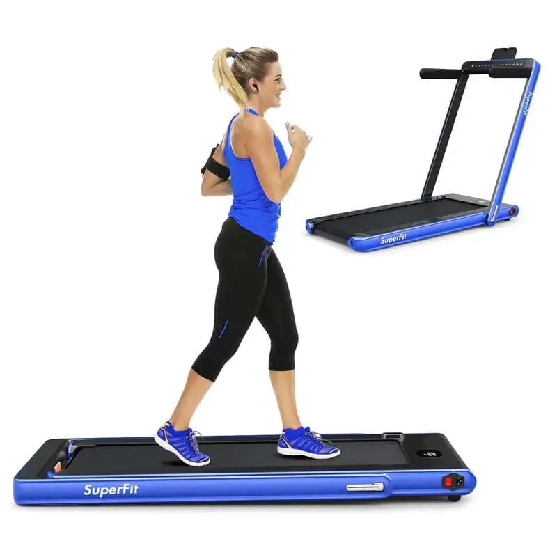 Dual-Screen Folding Treadmill – 2.25HP Under-Desk Walking and Light Running Machine with Smart App Integration and Remote Control
