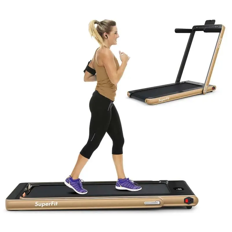 Dual-Screen Folding Treadmill – 2.25HP Under-Desk Walking and Light Running Machine with Smart App Integration and Remote Control