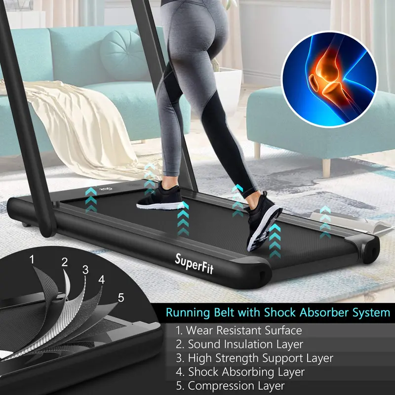 Dual-Screen Under-Desk Folding Treadmill – 2.25HP Compact Superfit Exercise Machine