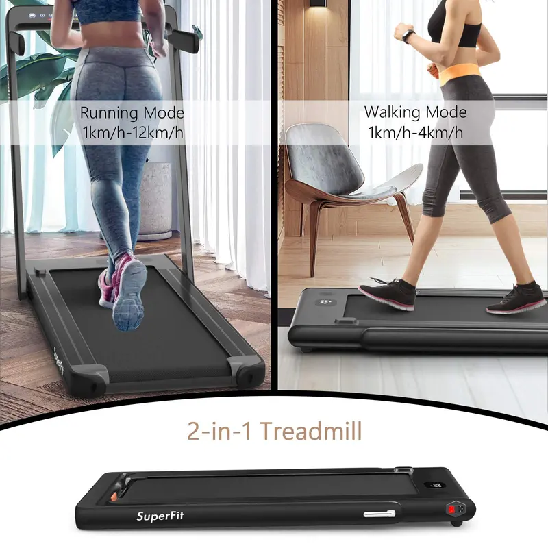 Dual-Screen Under-Desk Folding Treadmill – 2.25HP Compact Superfit Exercise Machine