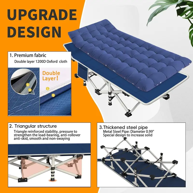 Dual-Use Folding Cot Set – Padded Twin-Size Mats for Adults or Kids, Space-Saving Home & Camp Solution