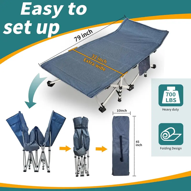 Dual-Use Folding Cot Set – Padded Twin-Size Mats for Adults or Kids, Space-Saving Home & Camp Solution
