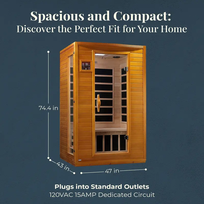 Dynamic Saunas Andora Two-Person Far Infrared Sauna – Low-EMF Technology in Canadian Hemlock Wood
