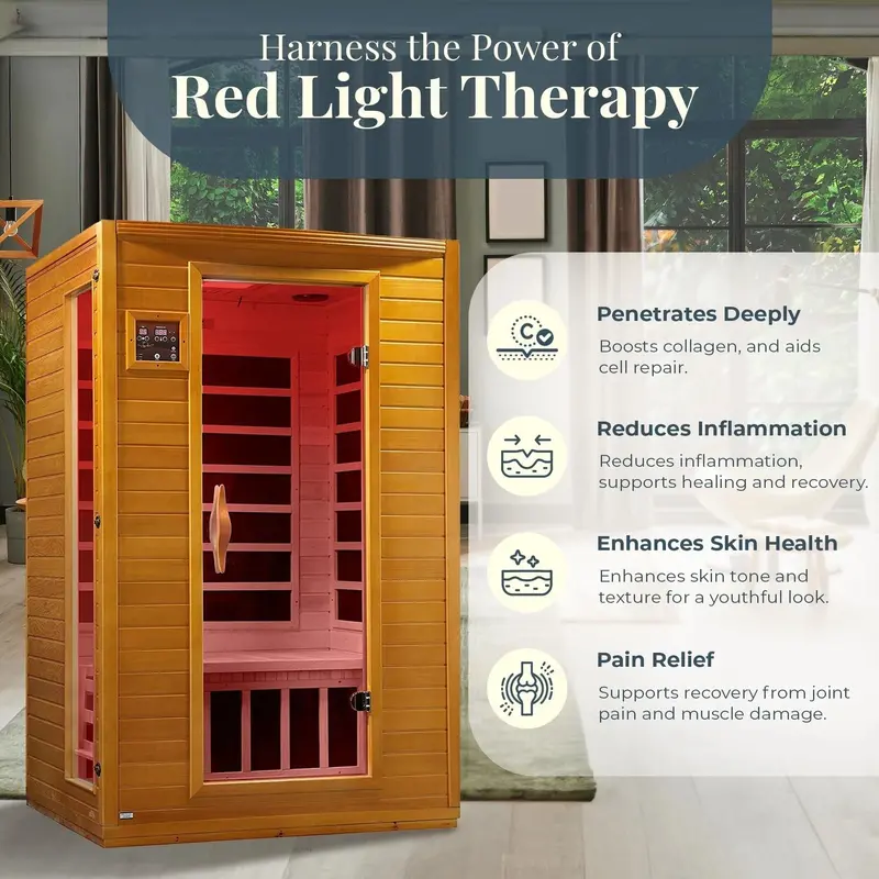 Dynamic Saunas Andora Two-Person Far Infrared Sauna – Low-EMF Technology in Canadian Hemlock Wood