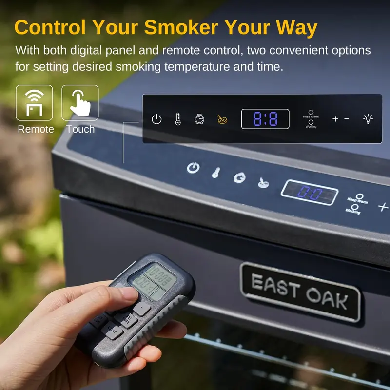 EAST OAK 30-Inch Digital Electric Smoker – Glass-Door BBQ Smoker with Precision Temperature Control