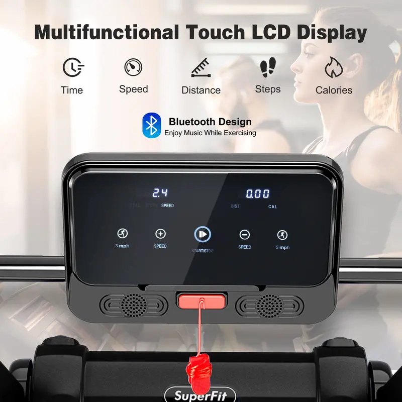 Electric Space-Saving Treadmill – 2.25HP Superfit Model with Bright LED Display and Rapid-Fold Mechanism