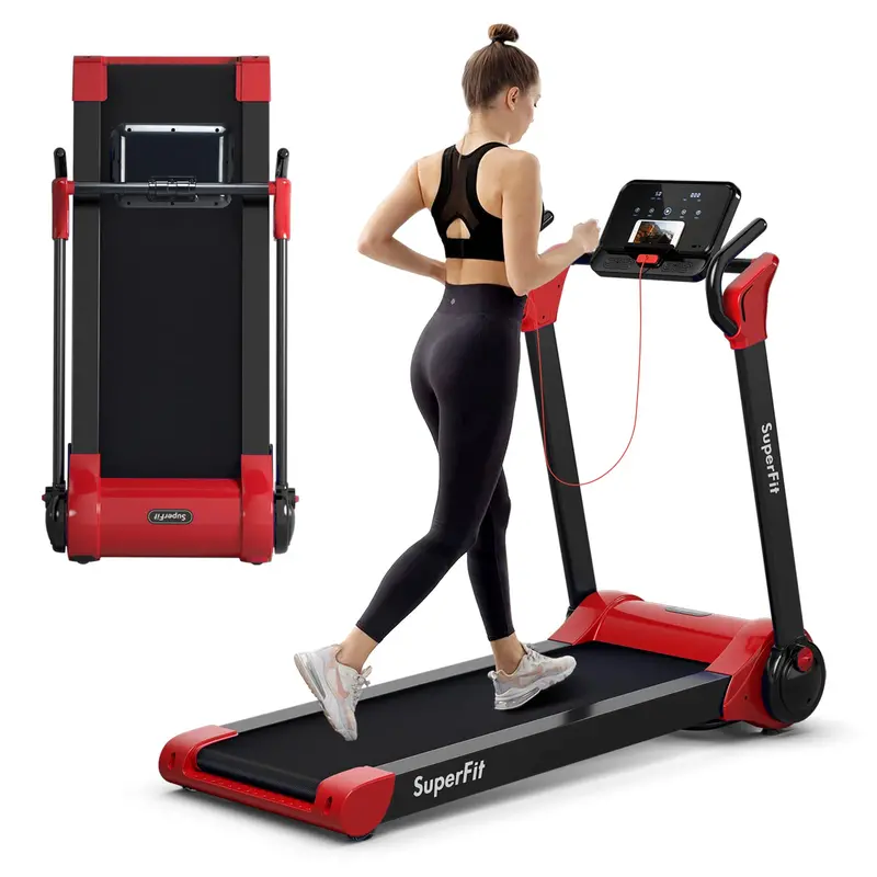 Electric Space-Saving Treadmill – 2.25HP Superfit Model with Bright LED Display and Rapid-Fold Mechanism