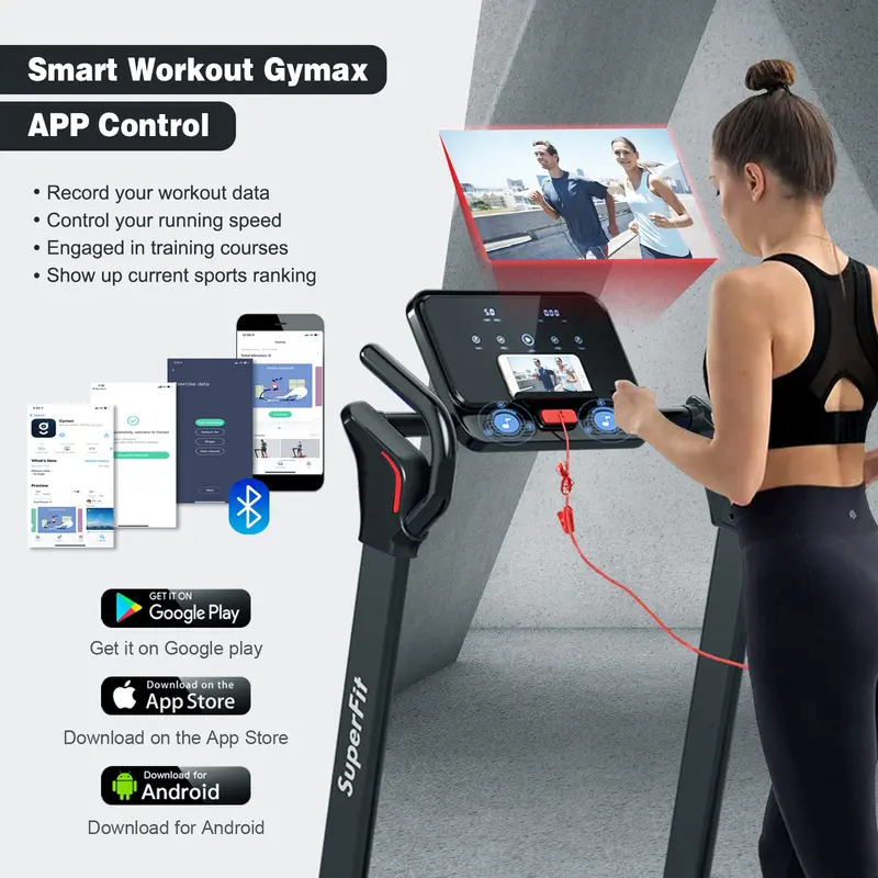 Electric Space-Saving Treadmill – 2.25HP Superfit Model with Bright LED Display and Rapid-Fold Mechanism