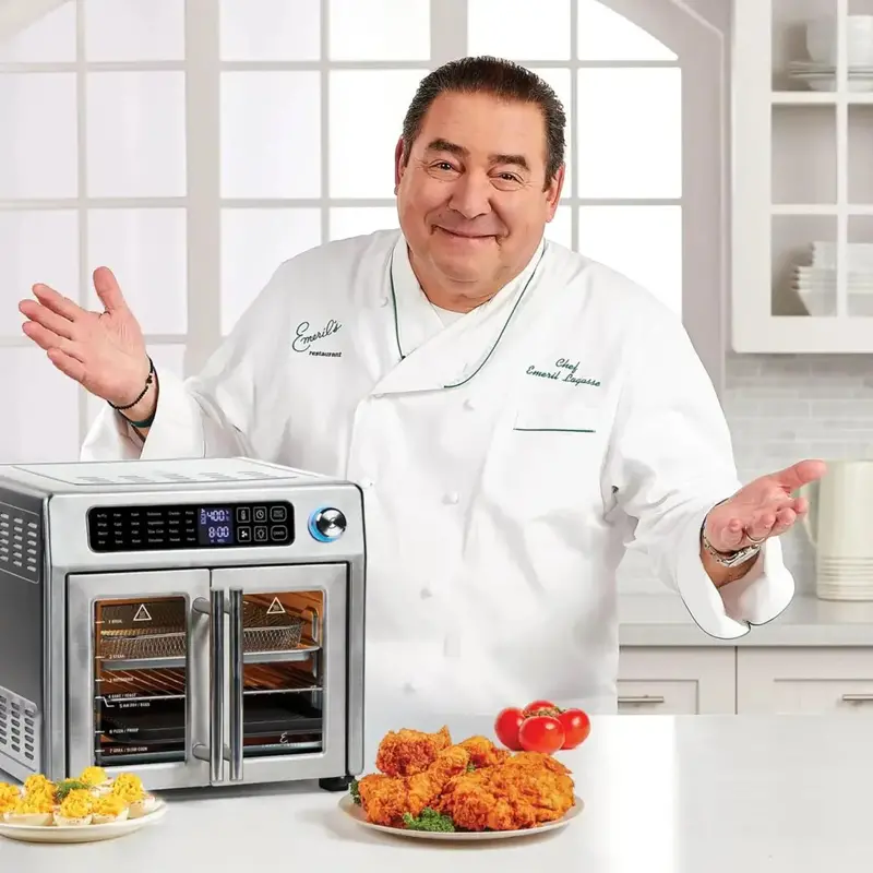 Emeril Lagasse 26-Quart Air Fryer Toaster Oven – French-Door Convection Countertop Oven, Stainless Steel Exterior